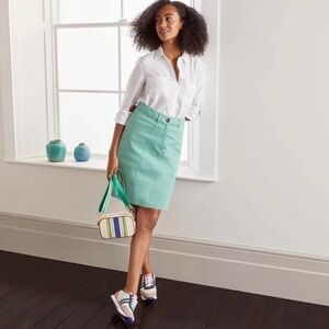 Boden Mint Sea Foam Green Denim Pencil Skirt Retro 90s Vibe‎ Classic Pastel